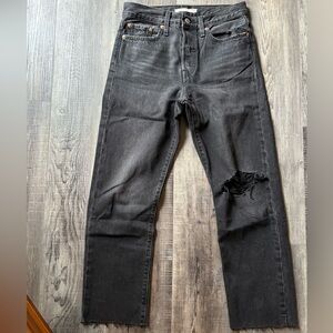 Black Distressed Levis Wedgie Straight Jeans